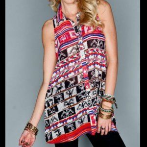 Show Me Your Mumu Sleeveless Print Button Up Tunic